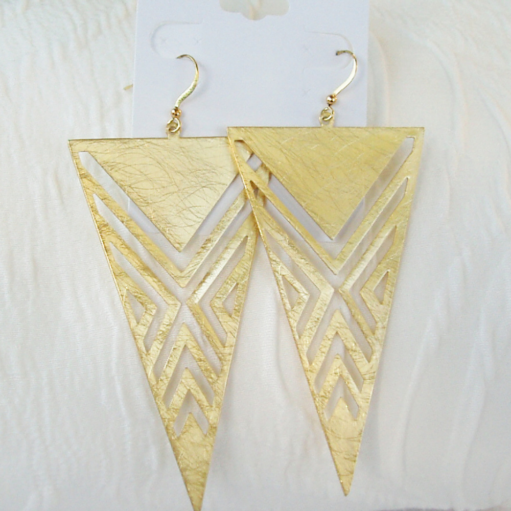 Aztec Style Gold Earrings